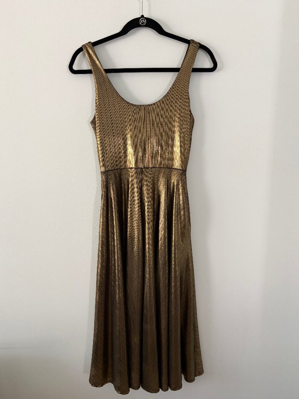June & Hudson Gold Metallic Shimmer Dress Size Small Party Dress